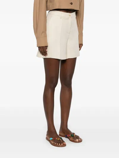 P.a.r.o.s.h Parosh Beige Linen Tailored Shorts With High Waist In Neutrals