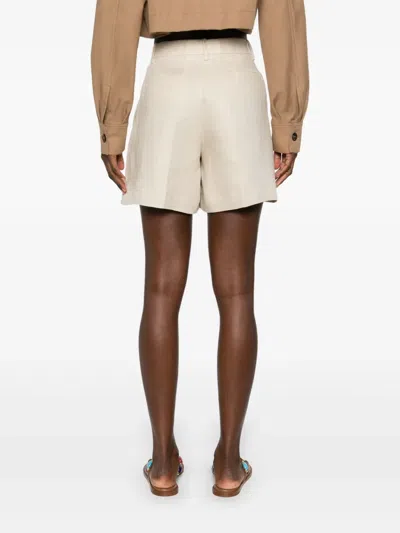 P.a.r.o.s.h Parosh Beige Linen Tailored Shorts With High Waist In Neutrals