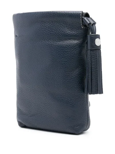 Aspinal Of London Womens Navy Hudson Small Leather Drawstring Crossbody Bag In Blue
