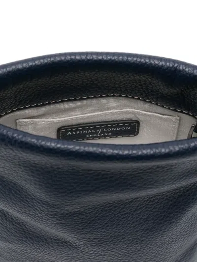 Aspinal Of London Womens Navy Hudson Small Leather Drawstring Crossbody Bag In Blue