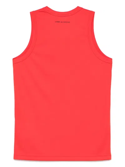 Comme Des Garçons Polyester Smooth Back Logo Tank Top In Red