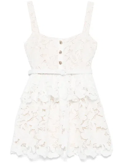 Self-portrait Self Portrait 'lace' Dress In White Polyamide Blend Women In White