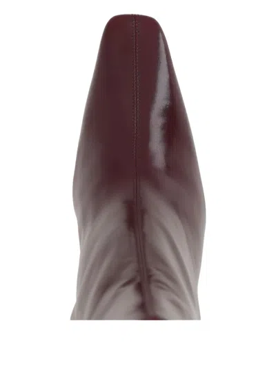 Saint Laurent Jill Patent-leather Ankle Boots In Vintage Burgundy