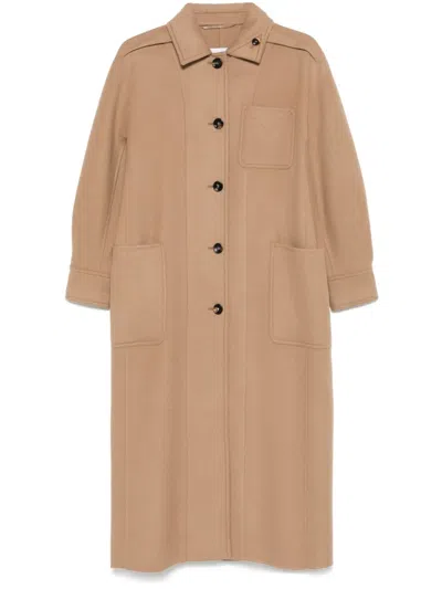 Max Mara Aldo Single-breasted Long Coat In Brown