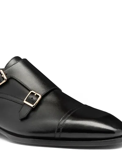 Santoni Leather Adrian Blake Monk Shoes In Black