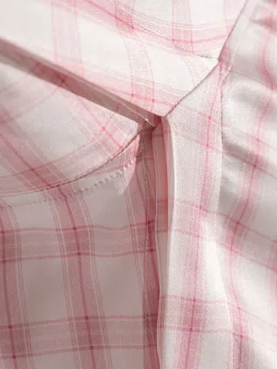 Loewe Womens White/pink Check-print Silk Shirt In White
