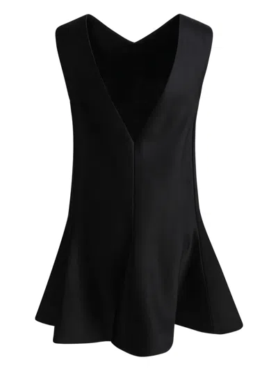 Khaite Mel V-neck Mini Dress In Black