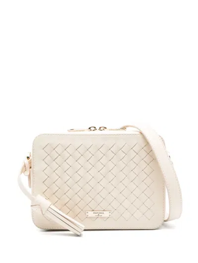 Aspinal Of London Leather Slot Weave Camera Bag In Ivory