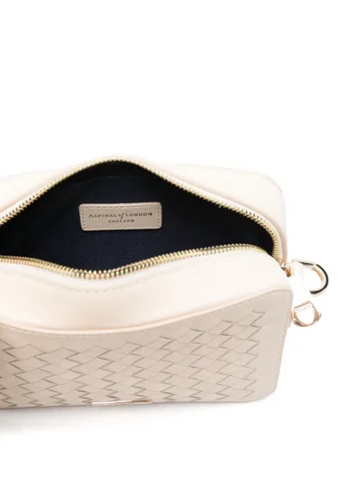 Aspinal Of London Leather Slot Weave Camera Bag In Ivory