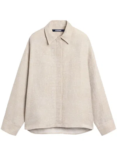 Jacquemus The Pasadena Oversize Croc Pattern Button-up Shirt In Neutrals