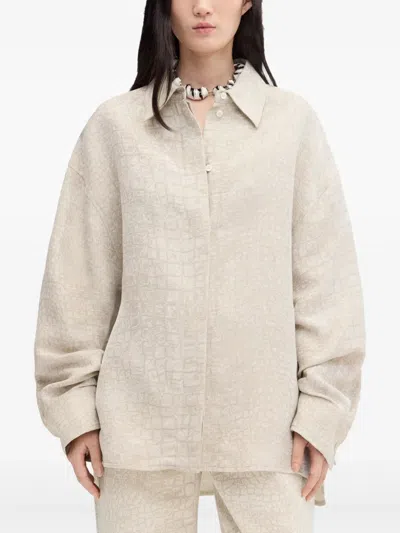 Jacquemus The Pasadena Oversize Croc Pattern Button-up Shirt In Neutrals