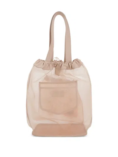 Simone Rocha Mesh Drawstring Tote Bag In Neutrals
