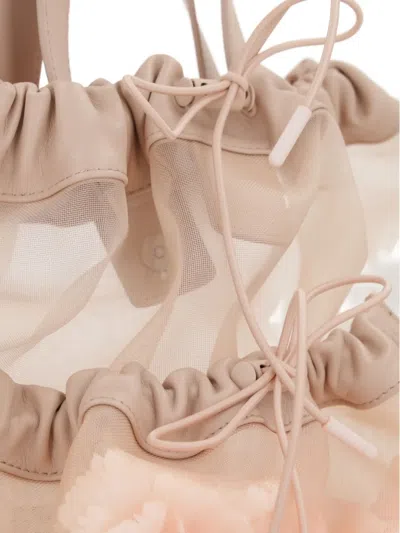 Simone Rocha Mesh Drawstring Tote Bag In Neutrals
