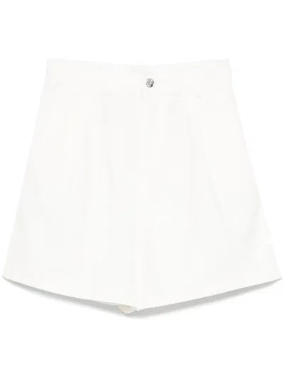 Liu •jo Liu Jo High-waisted Ramie Shorts With Rolled-up Cuffs In White