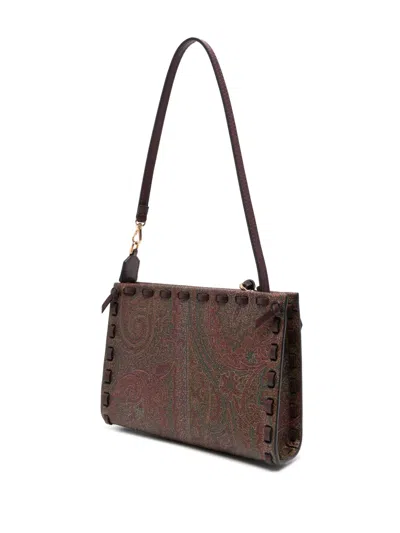 Etro Detachable Strap Rectangular Clutch Bag In Brown