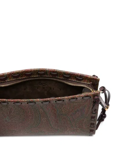 Etro Detachable Strap Rectangular Clutch Bag In Brown