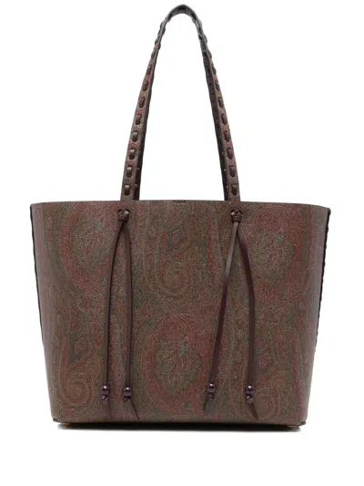Etro Paisley-jacquard Shoulder Bag In Brown