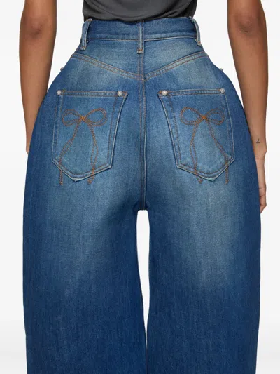Acne Studios Denim Bonded Trousers In Blue