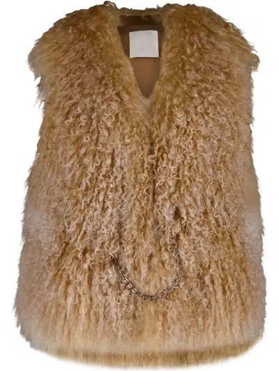 Givenchy Fur Sleeveless Gilet In Beige