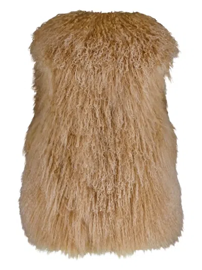 Givenchy Fur Sleeveless Gilet In Beige