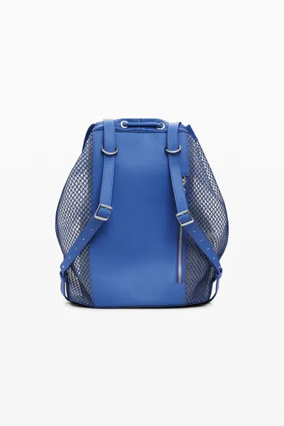 Desigual Medium Mesh Drawstring Backpack In Blue