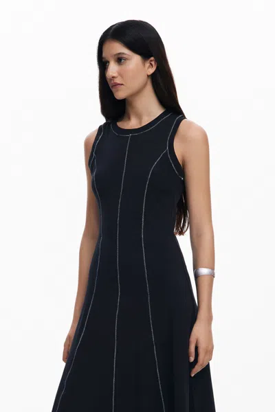 Desigual Sleeveless A-line Midi Dress In Black
