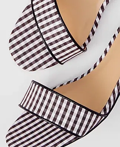 Ann Taylor Gingham Skinny Strap Mule Sandals In Black
