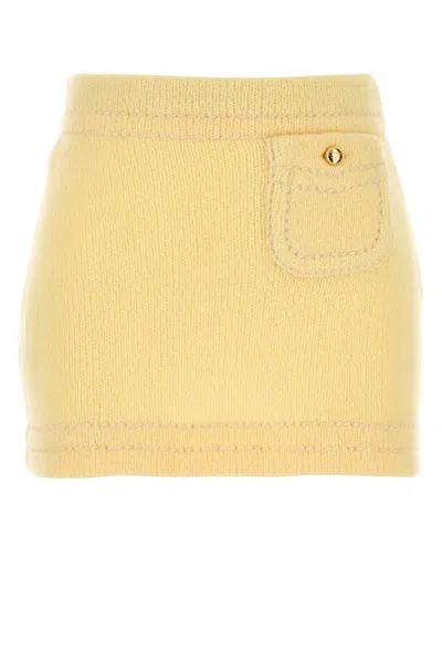 Prada Yellow Cashmere Mini Skirt In Animal Print