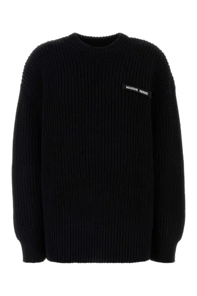 Marine Serre Black Cotton Oversize Sweater In Black