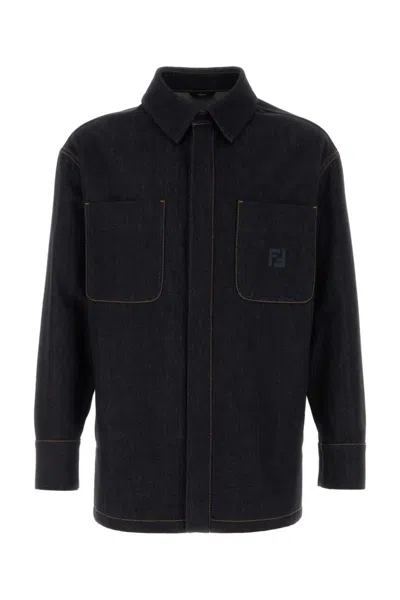 Fendi Denim Shirt Jacket In Blue