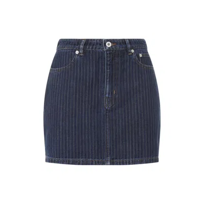 Kenzo Stripped Jacquard Mini Skirt In Dark Blue