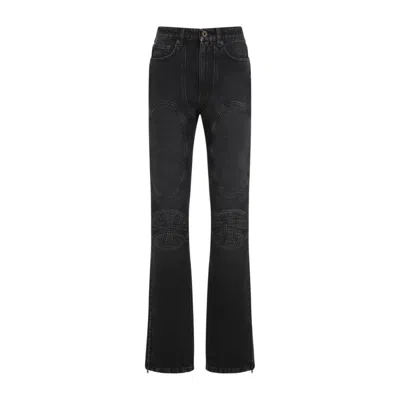 Jean Paul Gaultier Jeans With Padded Inlays And Lace Up In Black