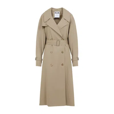 Moschino Double-breasted Trench Coat With In Beige