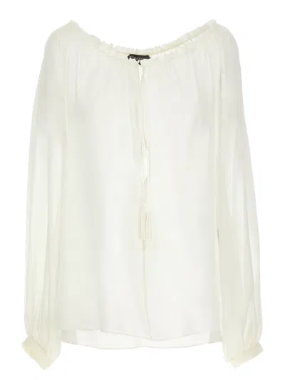 Tom Ford Silk Georgette Blouse With Adjustable Drawstring In White