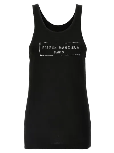 Maison Margiela Sleeveless Cotton Jersey Top In Black