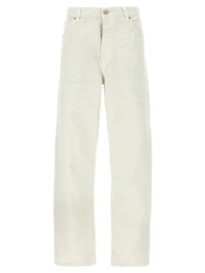 Balenciaga Wide Camel White Jean Pants In Multi