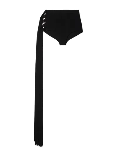 Ann Demeulemeester Xana High Waist Shorts With Long Side Strap In Black