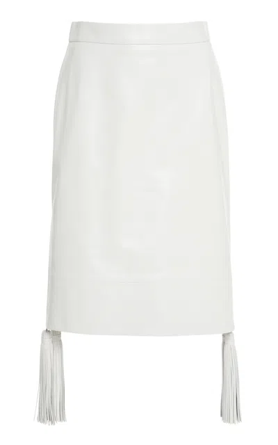 Bottega Veneta Leather Skirt With Tassel And Side Split In White