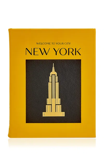 Graphic Image Trope New York Leather Bound Book In Yellow