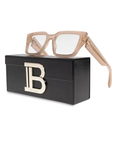 Balmain Eyewear Square Frame Glasses In ピンク