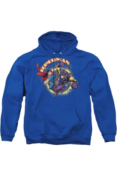 Gildan Superman Superman Vs Mongol Adult Pull Over Hoodie / Hooded Sweatshirt In Blue