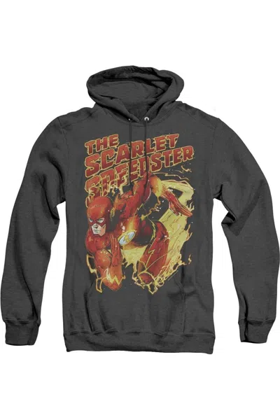 Gildan Justice League Of America Scarlet Speedster Adult Heather Hoodie / Hooded Sweatshirt In Black