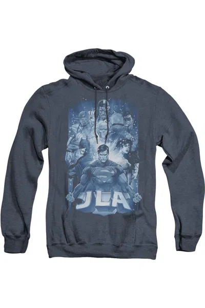 Gildan Justice League Of America Burst Adult Heather Hoodie / Hooded Sweatshirt In Blue