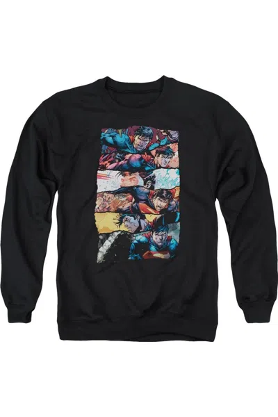 Gildan Superman Torn Collage Adult Crewneck Sweatshirt In Black