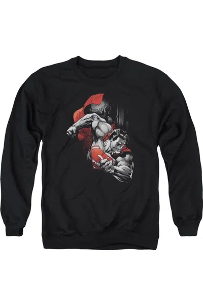 Gildan Superman My City Adult Crewneck Sweatshirt In Black
