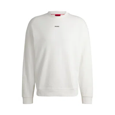 Hugo Boss Relaxed-fit Sweatshirt In Cotton Terry With Logo Print In White