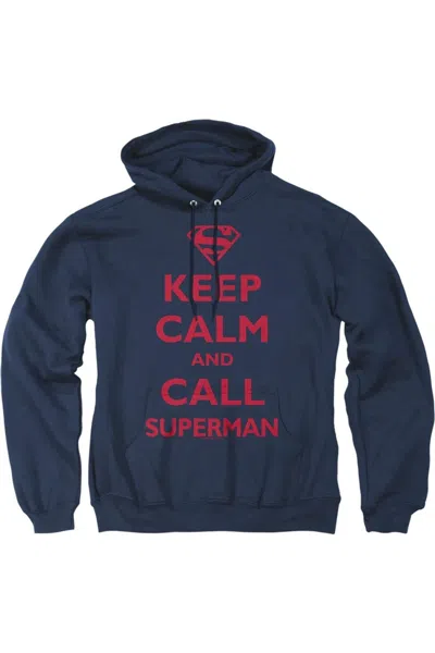 Gildan Superman Call Superman Adult Pull Over Hoodie / Hooded Sweatshirt In Blue