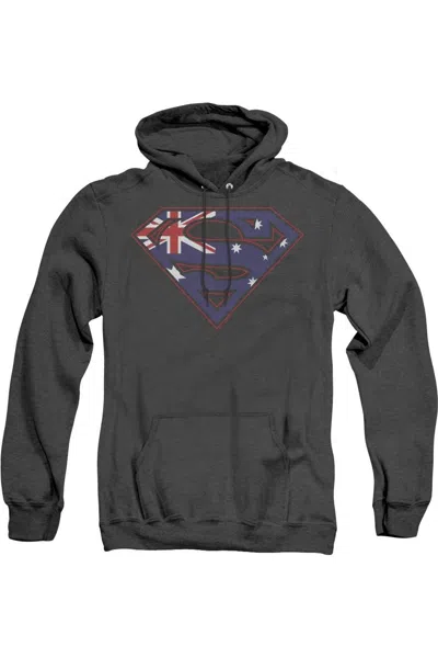 Gildan Superman Australian Shield Adult Heather Hoodie / Hooded Sweatshirt In Black