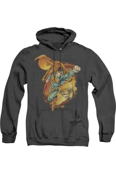 Gildan Superman Last Sons Adult Heather Hoodie / Hooded Sweatshirt In Black