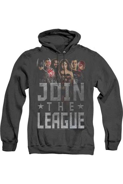 Gildan Justice League Movie Join The League Adult Heather Hoodie / Hooded Sweatshirt In Black